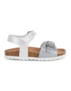 Geox Sandale din piele ecologica cu aspect stralucitor - Alb/Argintiu