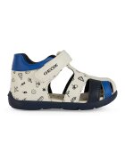 Geox Sandale din piele ecologica cu inchidere velcro - Alb/Albastru