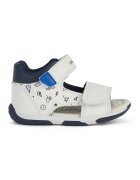 Geox Sandale din piele ecologica cu inchidere velcro - Alb/Albastru