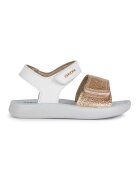 Geox Sandale din piele ecologica cu inchidere velcro - Alb/Auriu rose