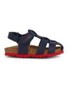 Geox Sandale din piele ecologica cu inchidere velcro - Rosu/Bleumarin