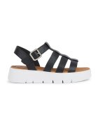 Geox Sandale din piele ecologica cu talpa wedge - Negru