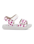 Geox Sandale din piele ecologica cu velcro si model cu inimi - Alb/Fucsia
