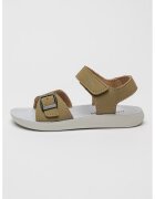 Geox Sandale din piele nabuc cu segment cu inchidere velcro - Kaki