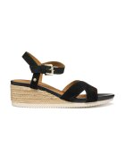 Geox Sandale-espadrile din piele intoarsa cu talpa wedge - Negru