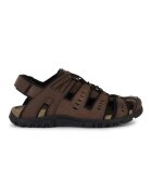 Geox Sandale fisherman de piele ecologica - Maro inchis