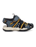 Geox Sandale fisherman de piele ecologica si material textil Borealis - Negru/Albastru petrol