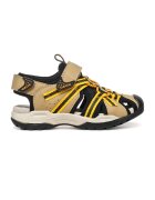 Geox Sandale fisherman de piele ecologica si material textil Borealis - Negru/Galben/Bej
