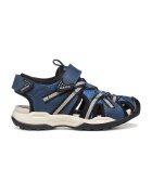 Geox Sandale fisherman de piele ecologica si material textil Borealis - Negru/Gri/Albastru