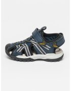 Geox Sandale fisherman de piele ecologica si material textil Borealis - Negru/Gri/Albastru inchis