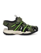 Geox Sandale fisherman de piele ecologica si material textil Borealis - Negru/Kaki pal