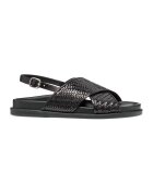 Geox Sandale slingback din piele cu aspect tesut - Negru
