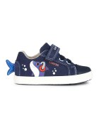 Geox Tenisi cu insertii de piele intoarsa si velcro - Alb/Albastru indigo/Bleumarin