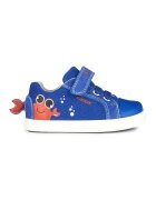 Geox Tenisi cu insertii de piele intoarsa si velcro - Coral/Albastru royal
