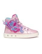 Geox Tenisi de piele ecologica cu fluturi - Roz pastel/Albastru azur