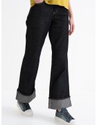 Gina Tricot Blugi evazati cu terminatie pliabila - Negru