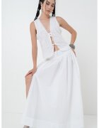 Gina Tricot Bluza cu broderie - fara maneci - Alb murdar