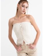 Gina Tricot Bluza cu maneci din tricot - Crem
