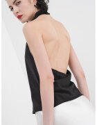 Gina Tricot Bluza de satin cu decupaj pe partea din spate - fara maneci - Negru