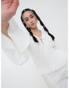 Gina Tricot Bluza din peplum cu maneci evazate - Alb optic