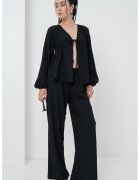 Gina Tricot Bluza lejera cu maneci evazate - Negru