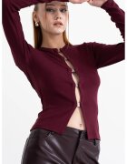 Gina Tricot Bluza uni cu decupaje - Violet pruna