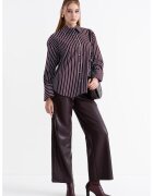 Gina Tricot Camasa lejera din bumbac organic cu model in dungi - Alb/Visiniu/Albastru deschis
