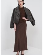Gina Tricot Jacheta crop de piele ecologica - Maro inchis