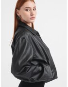 Gina Tricot Jacheta crop din piele ecologica - Negru