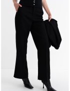 Gina Tricot Pantaloni cu talie medie si pensa - Negru