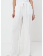 Gina Tricot Pantaloni evazati din amestec de lyocell cu buzunare laterale - Alb murdar