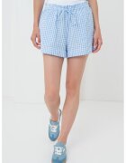 Gina Tricot Pantaloni scurti cu snur si model in carouri - Alb