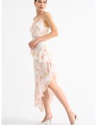 Gina Tricot Rochie asimetrica cu model floral - Alb/Verde/Roz