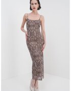 Gina Tricot Rochie dreapta cu animal print si decolteu patrat - Maro inchis/Maro