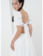 Gina Tricot Rochie evazata cu decolteu patrat - Alb