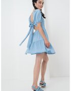 Gina Tricot Rochie evazata cu decolteu patrat - Albastru azur