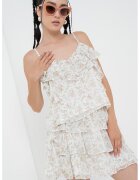 Gina Tricot Top cu garnituri cu volan si imprimeu floral - Verde pal/Roz prafuit