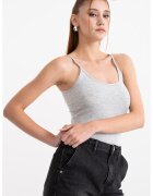 Gina Tricot Top din amestec de modal cu decolteu adanc pe partea din spate - Gri melange