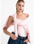 Gina Tricot Top din amestec de modal cu decolteu adanc pe partea din spate - Roz pal