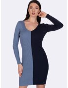 Giorgio di Mare Rochie cu aspect striat si model in doua nuante - Albastru