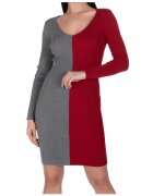 Giorgio di Mare Rochie de dama bicolor - maneca lunga - gri rosu - bumbac -