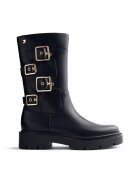 Gioseppo Cizme mid-calf de piele ecologica cu catarama - Negru