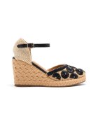 Gioseppo Espadrile tesute cu talpa wedge si garnituri din piele - Negru