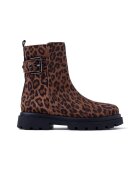 Gioseppo Ghete de piele intoarsa cu animal print - Maro