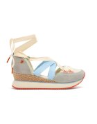 Gioseppo Pantofi cu talpa wedge si insertii din piele intoarsa - Rosu/Albastru