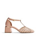 Gioseppo Pantofi de piele cu toc masiv - Bej deschis