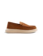 Gioseppo Pantofi loafer penny flatform de piele intoarsa - Maro