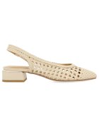 Gioseppo Pantofi slingback de piele cu perforatii - Alb murdar