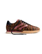 Gioseppo Pantofi sport din piele cu par scurt si piele cu animal print - Caramel/Alb murdar