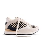 Gioseppo Pantofi sport wedge cu animal print si insertii de piele intoarsa - Alb/Negru